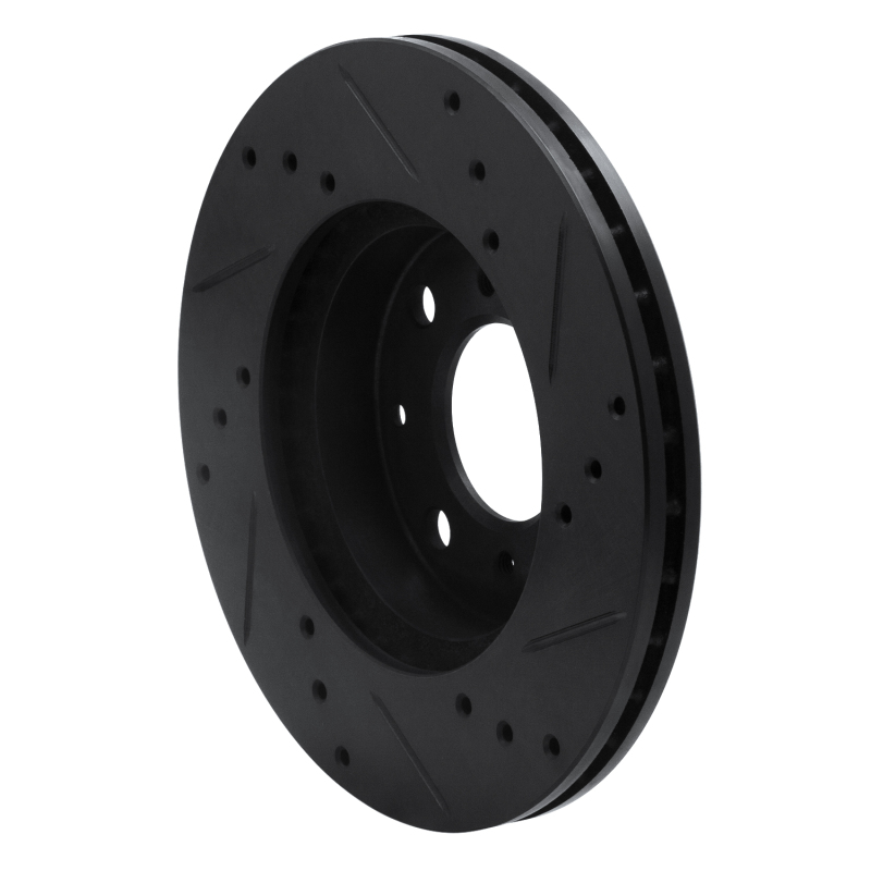 Honda Civic Brake Rotor (1) - Front Left - R1 Concepts - Drilled & Slotted - Black - `90-`00
